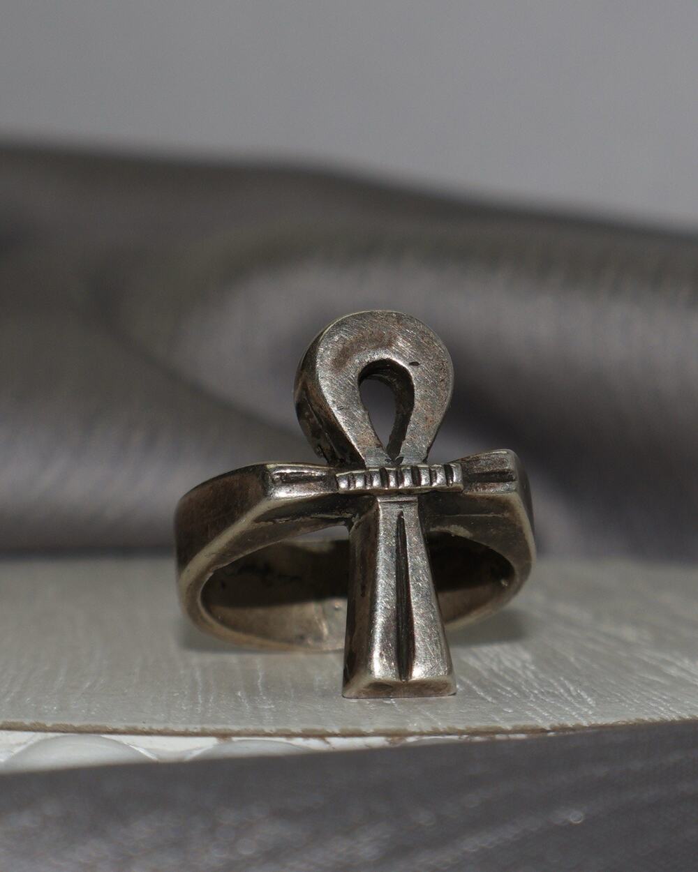 Egyptian Ankh Sterling Silver Key Of Life Ring 9G / Sz 7